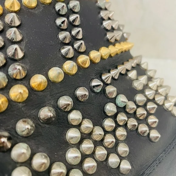 LOUBOUTIN {38} Boots Leather Studded Accents Lace-Up Boots - Picture 13 of 16